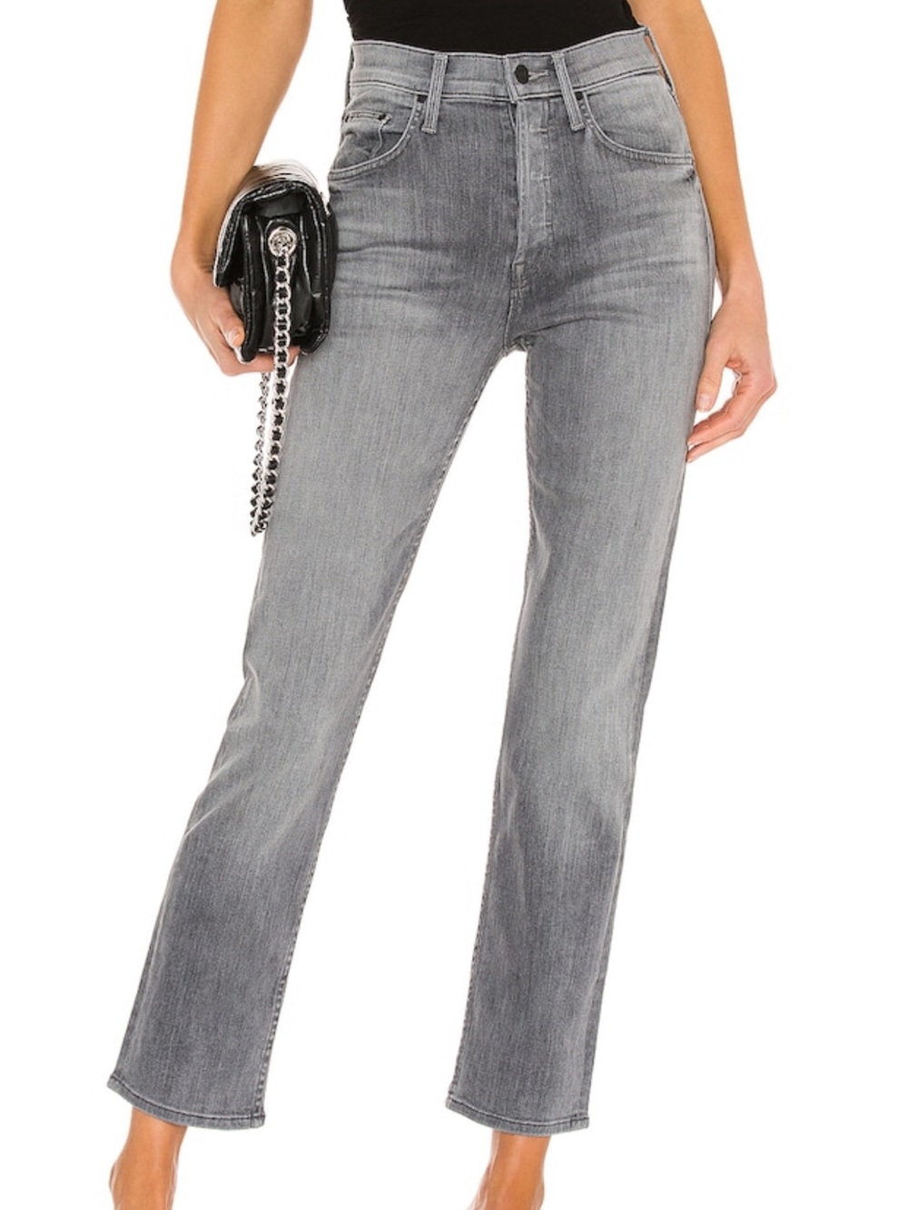Mother The Tomcat Ankle Jeans All Nighter Gray Straight Leg High Rise Size 28
